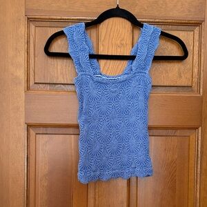Free People Blue Textured Tank Top